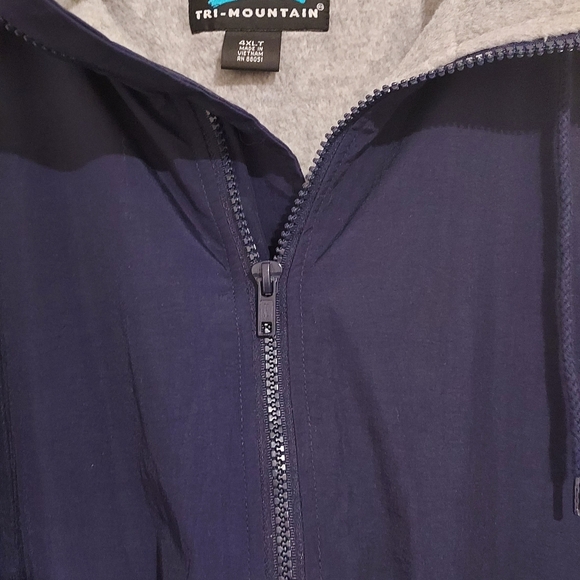 Tri Mountain Mens 4XLT Navy Blue Heavyweight Nylon Fleece Hooded Parka - Picture 2 of 8